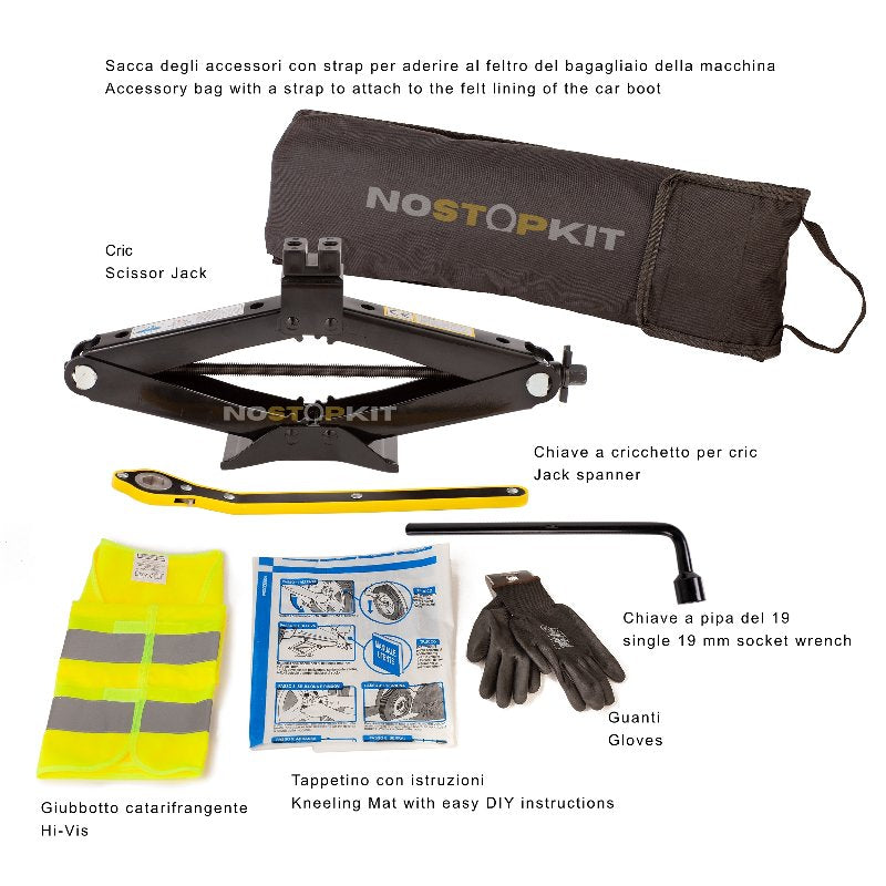 Kit Ruotino di Scorta in Ferro 125/80R18 5x114.3 con Cric Chiave Sacca - NSKF663