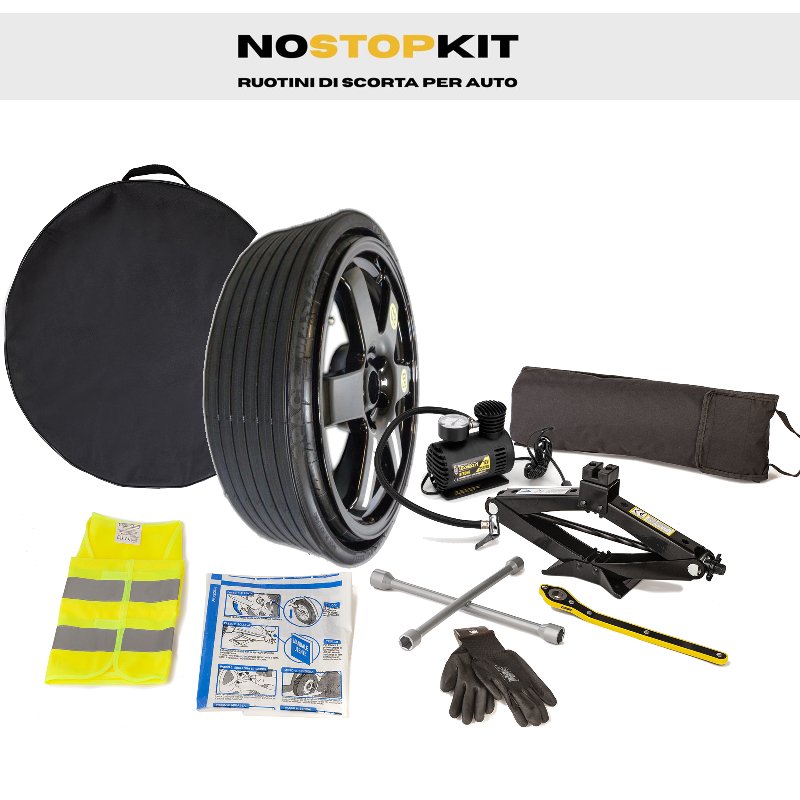 Kit Ruotino di Scorta in Lega 195/70R20 5x120 con Cric Chiave Sacca - NSKL680