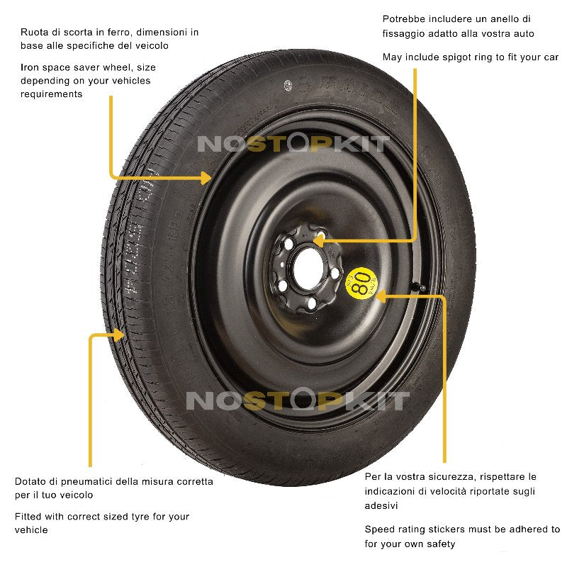 Ruotino di Scorta in Ferro 125/85R16 5x110 - Accessori Esclusi - NSKB474