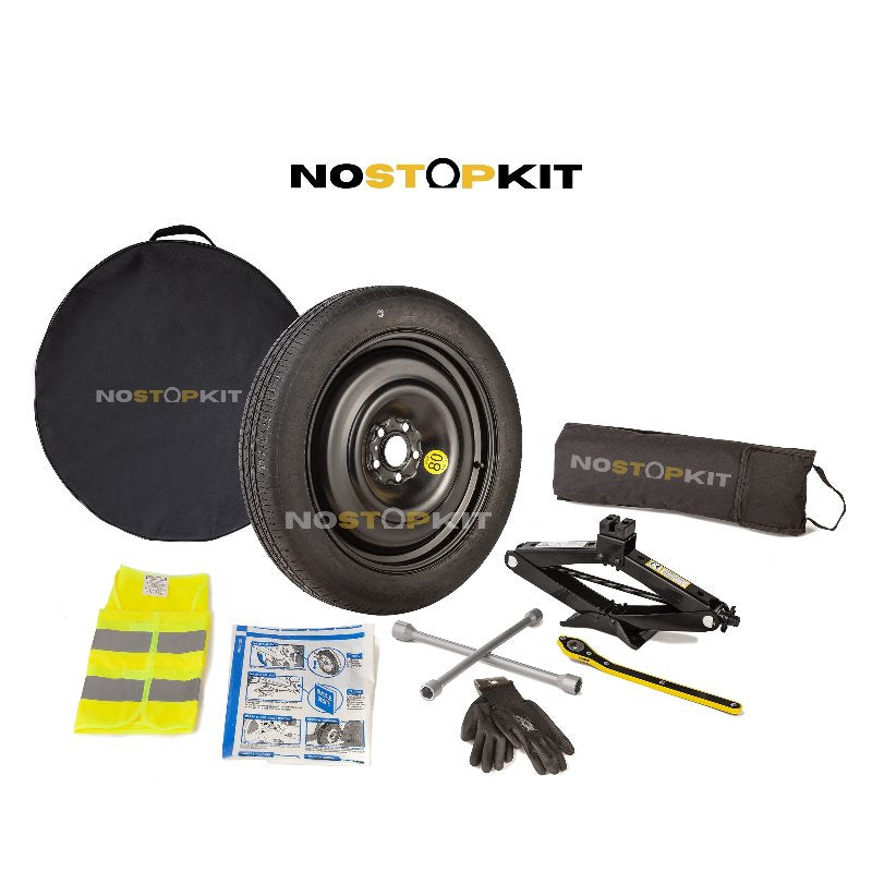 Kit Ruotino di Scorta in Ferro 125/80R16 5x108 con Cric Chiave Sacca - NSKF357